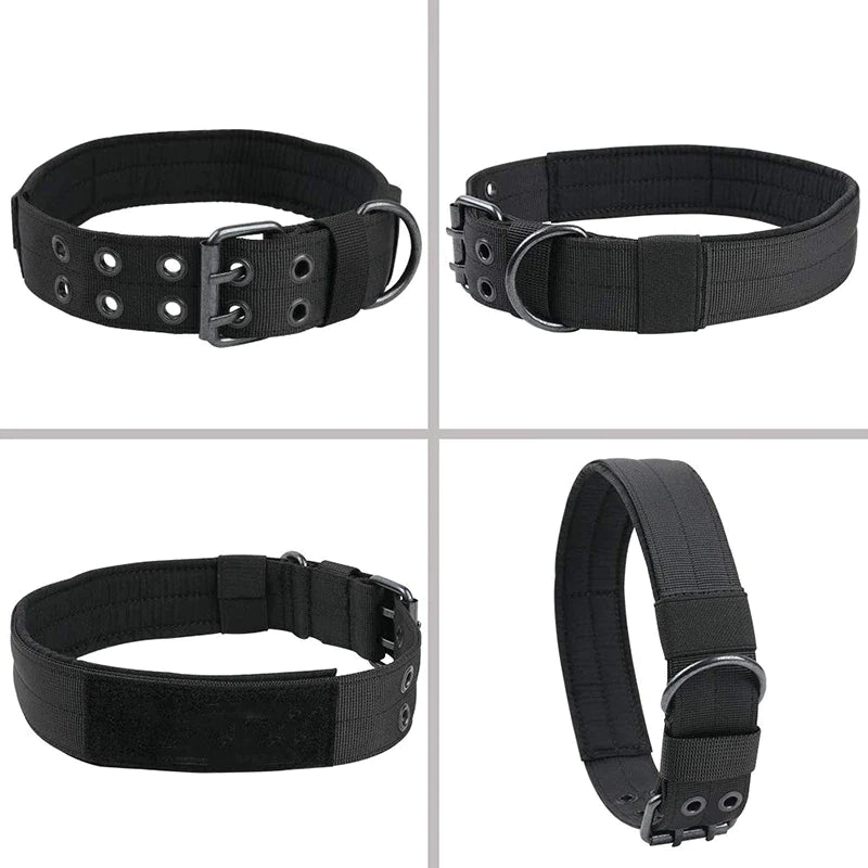 2-Inch Wide Heavy-Duty Tactical Nylon Dog Collar for Large Breeds with Metal Buckle