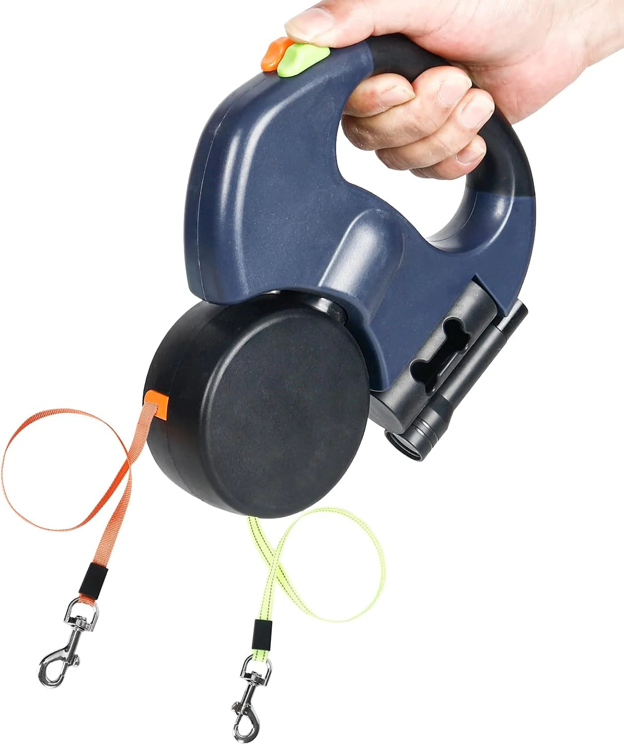 Dual Pet Retractable Leash with Reflective Features and 360° Swivel for Walking Two Dogs