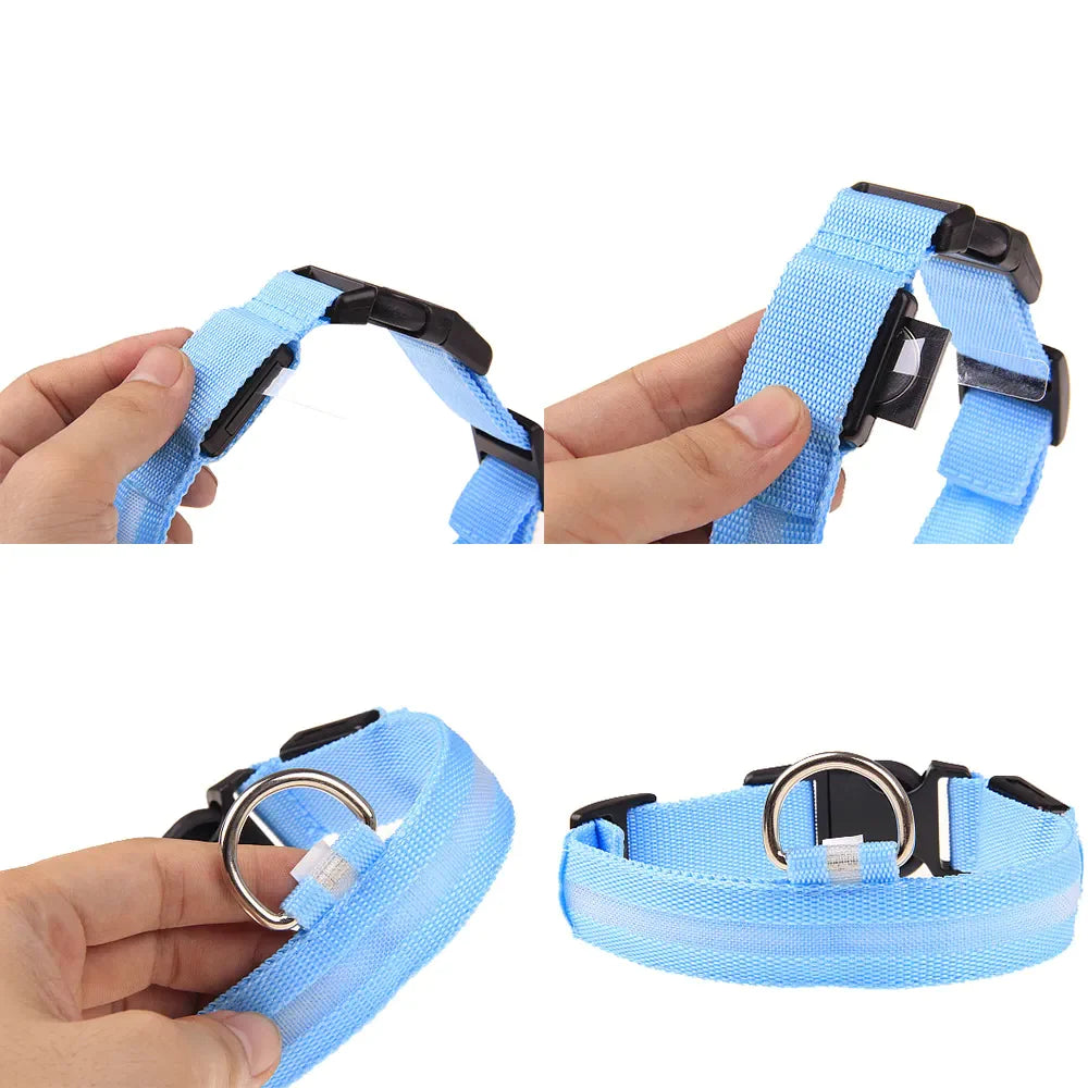 LED Adjustable Dog Collar with Blinking Light for Enhanced Pet Safety - Waterproof Design