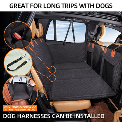 YJGF Back Seat Extender,Dog Seat Cover for Back Seat,Hard Bottom Car Seat Cover for Dogs,Dog Hammock for Car,Back Seat Pet Cover for Dogs(Black)