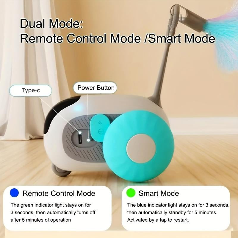 Cat Toys for Indoor Cats, Smart Interactive Cat Toy with Two-Speed Adjustment, Remote Control USB Rechargeable Automatic Cat Exercise Toys for Bored Indoor Adult Cats Kittens