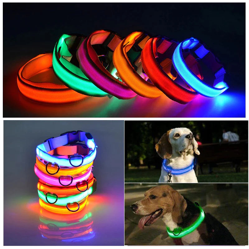 LED Adjustable Dog Collar with Blinking Light for Enhanced Pet Safety - Waterproof Design