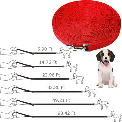 Long Dog Training Leash for Obedience and Recall - Available in 6, 15, 23, 33, 50, and 100 Feet
