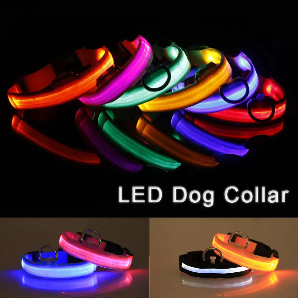 LED Adjustable Dog Collar with Blinking Light for Enhanced Pet Safety - Waterproof Design