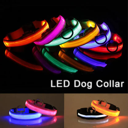 LED Adjustable Dog Collar with Blinking Light for Enhanced Pet Safety - Waterproof Design