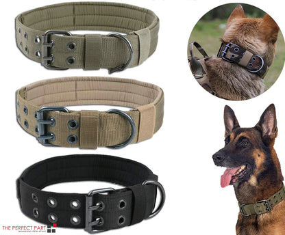 2-Inch Wide Heavy-Duty Tactical Nylon Dog Collar for Large Breeds with Metal Buckle