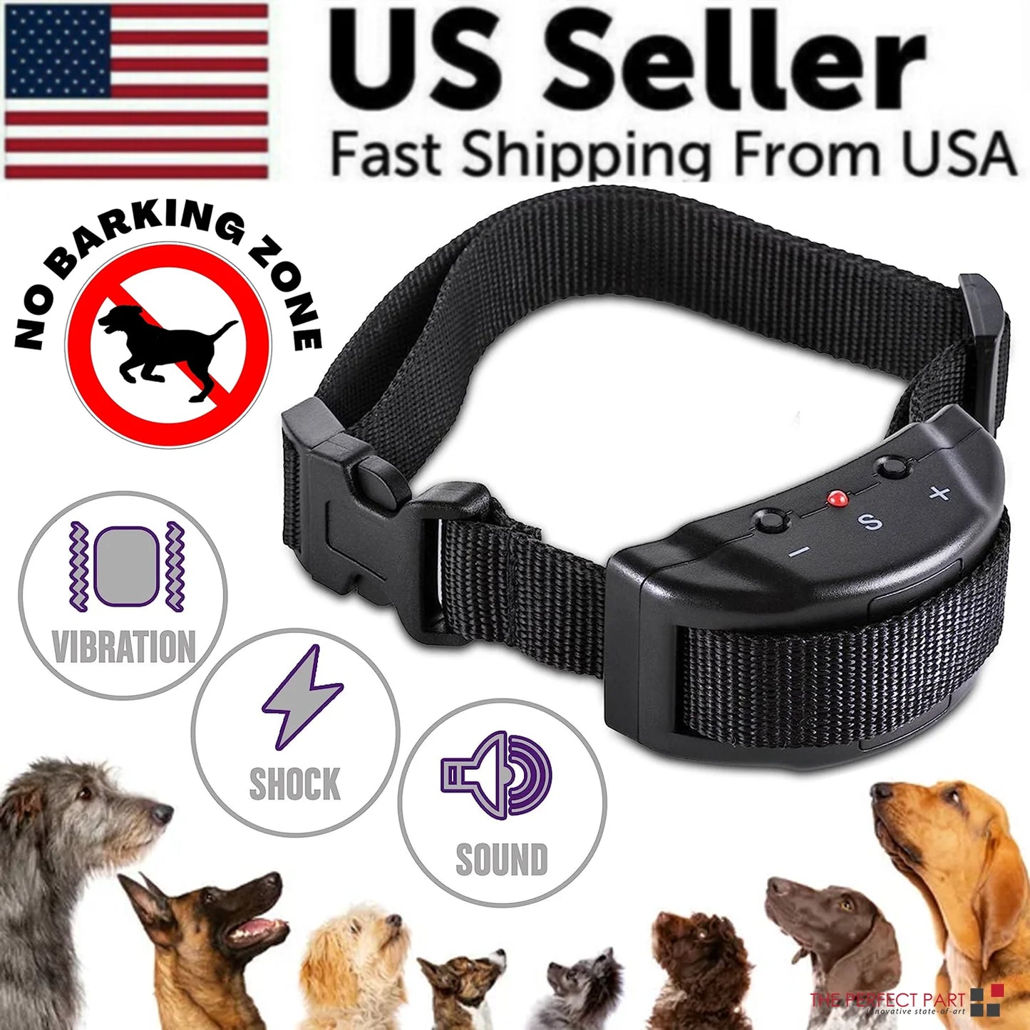 Automatic Anti-Bark Control Collar for Dogs - Suitable for Large, Medium, and Small Breeds