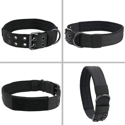 2-Inch Wide Heavy-Duty Tactical Nylon Dog Collar for Large Breeds with Metal Buckle