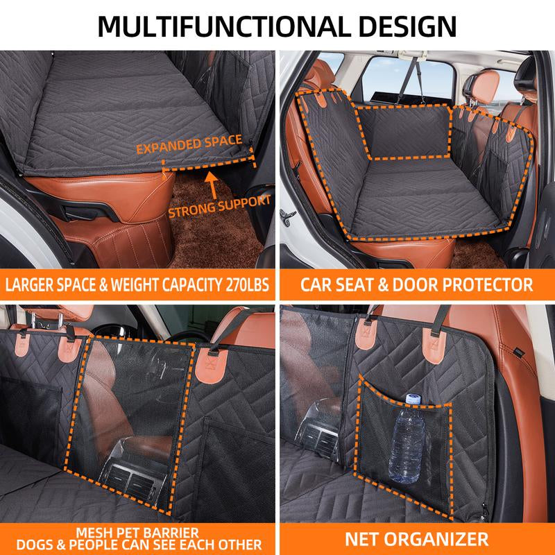 YJGF Back Seat Extender,Dog Seat Cover for Back Seat,Hard Bottom Car Seat Cover for Dogs,Dog Hammock for Car,Back Seat Pet Cover for Dogs(Black)