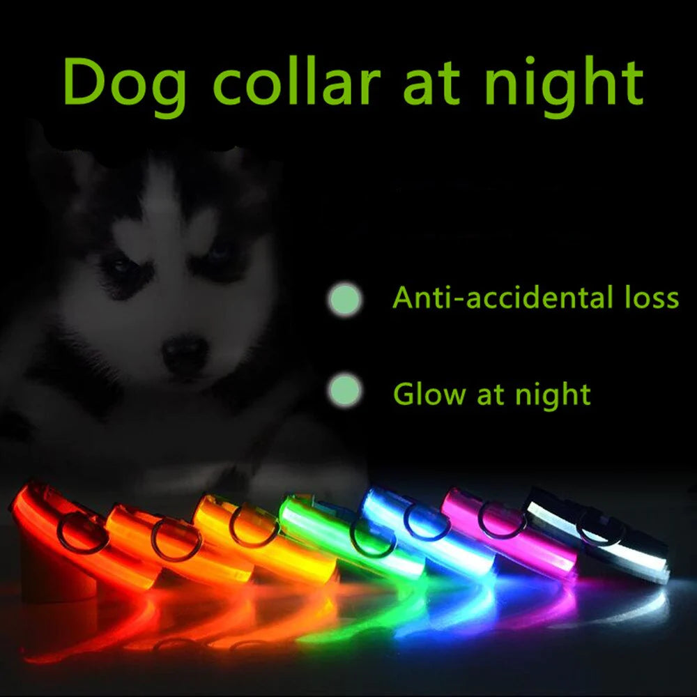 LED Adjustable Dog Collar with Blinking Light for Enhanced Pet Safety - Waterproof Design