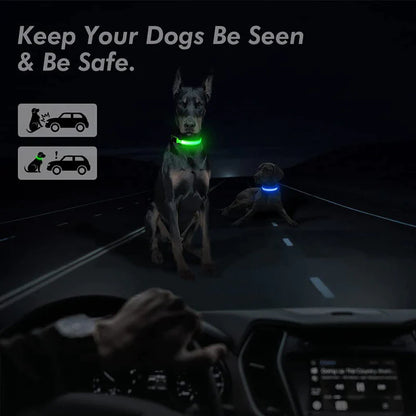 LED Adjustable Dog Collar with Blinking Light for Enhanced Pet Safety - Waterproof Design