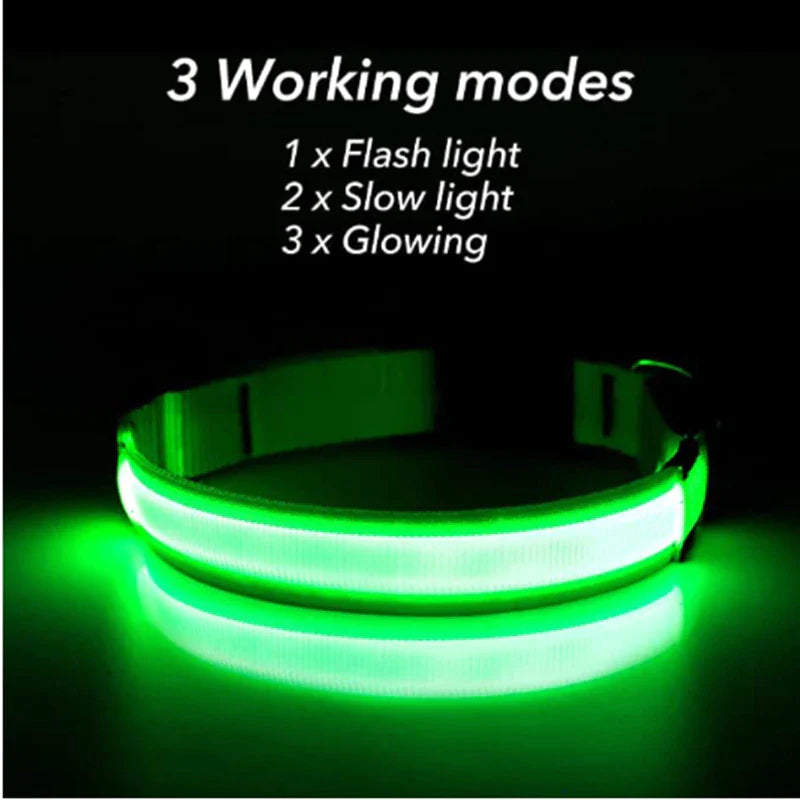 LED Adjustable Dog Collar with Blinking Light for Enhanced Pet Safety - Waterproof Design