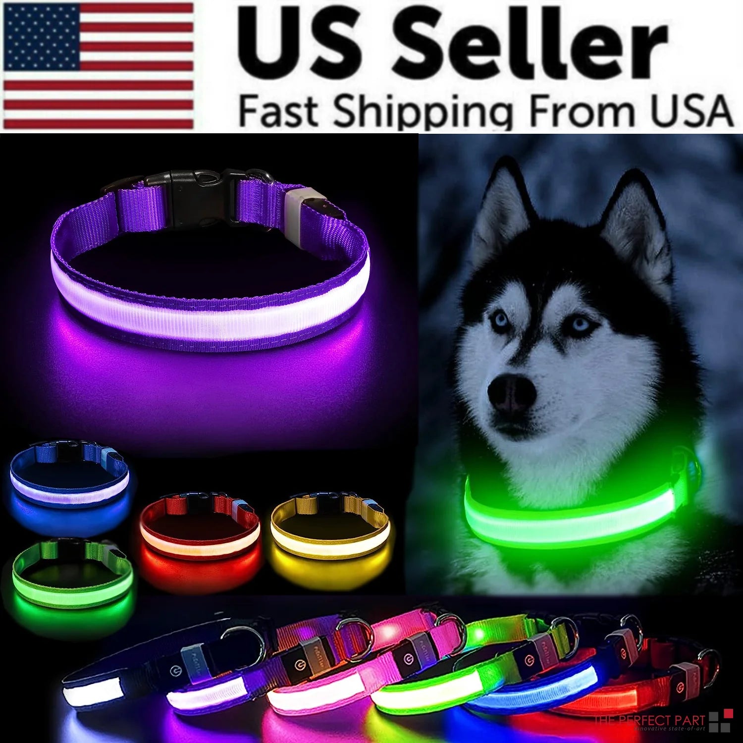 LED Adjustable Dog Collar with Blinking Light for Enhanced Pet Safety - Waterproof Design