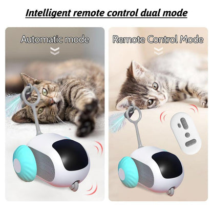 Cat Toys for Indoor Cats, Smart Interactive Cat Toy with Two-Speed Adjustment, Remote Control USB Rechargeable Automatic Cat Exercise Toys for Bored Indoor Adult Cats Kittens