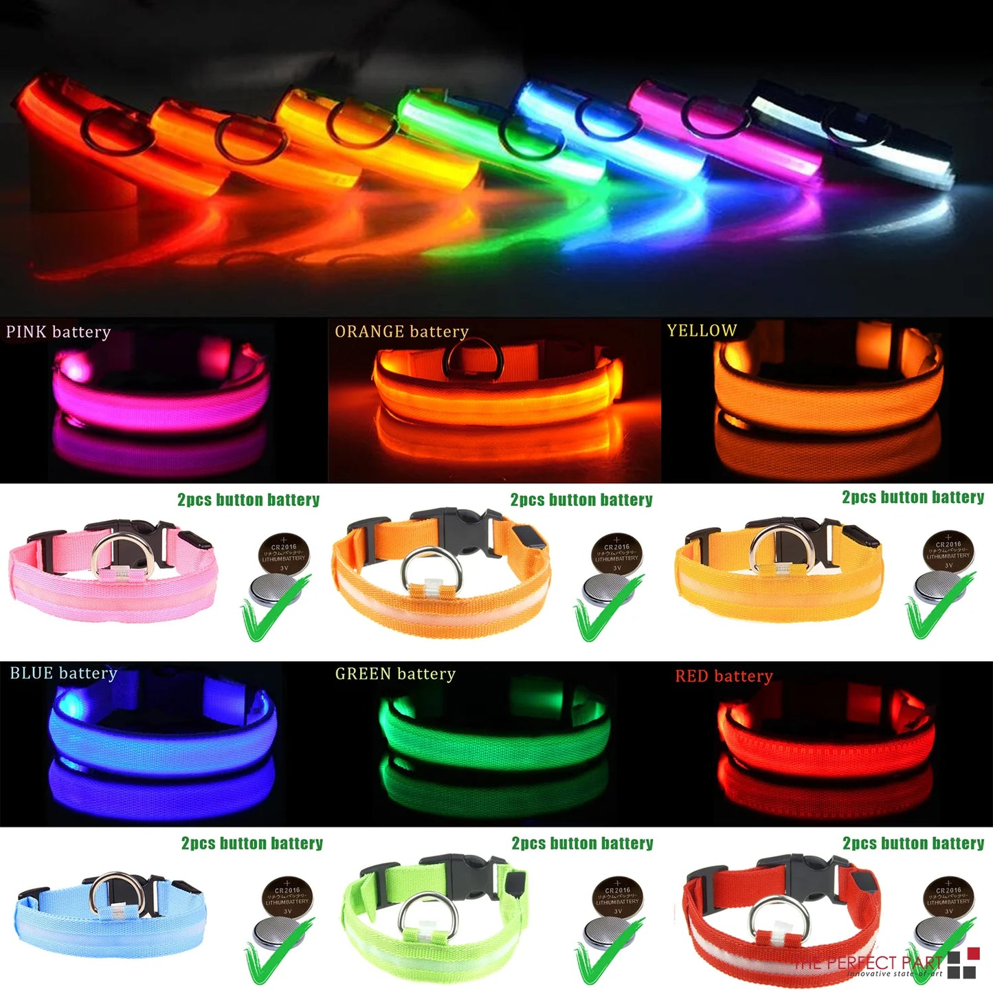 LED Adjustable Dog Collar with Blinking Light for Enhanced Pet Safety - Waterproof Design