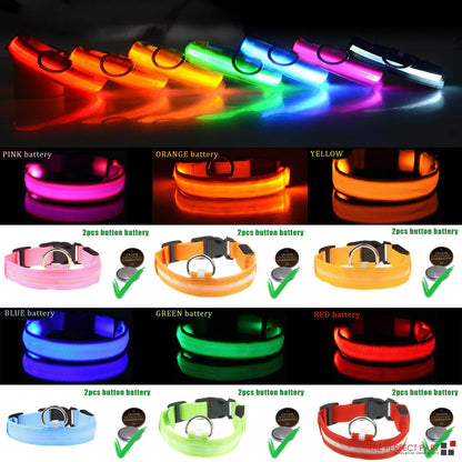 LED Adjustable Dog Collar with Blinking Light for Enhanced Pet Safety - Waterproof Design