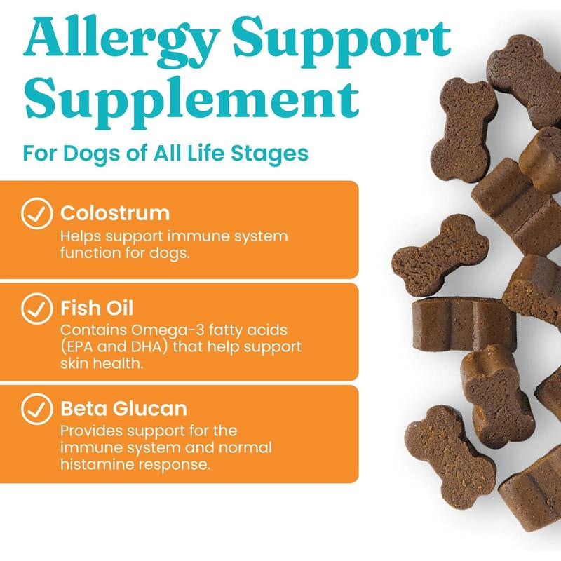 Solid Gold Dog Allergy Relief Chews - Wild Alaskan Salmon Oil for Dogs - Bacon Flavor - 120 Ct - Dog Allergy Chews, 120 Count
