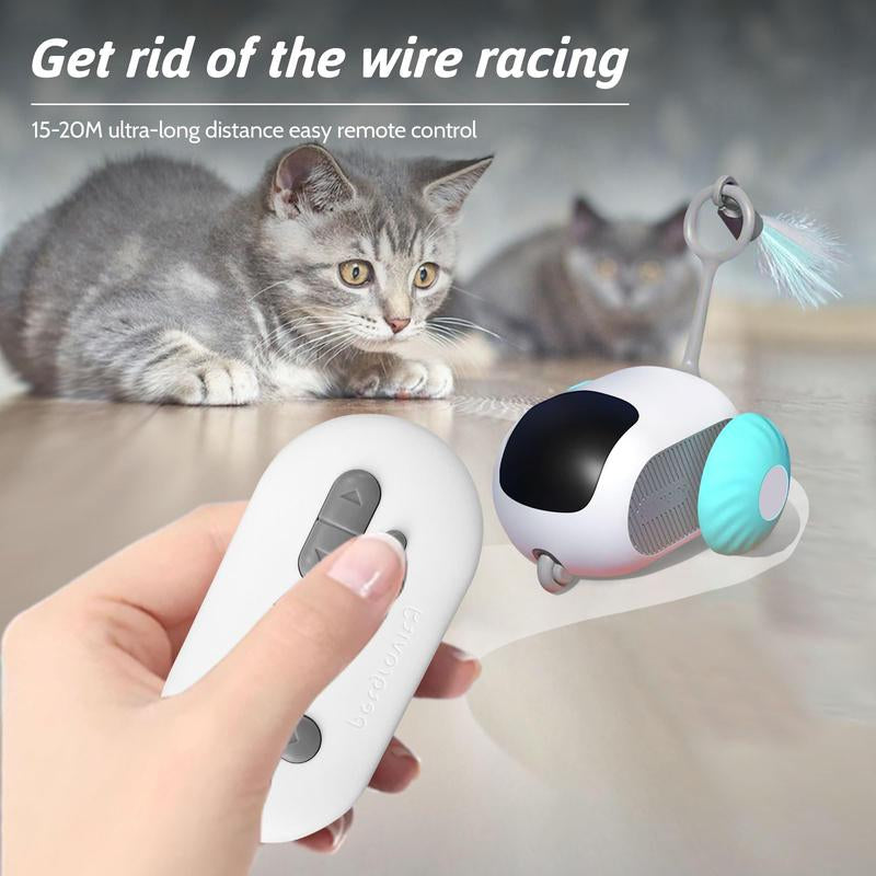 Cat Toys for Indoor Cats, Smart Interactive Cat Toy with Two-Speed Adjustment, Remote Control USB Rechargeable Automatic Cat Exercise Toys for Bored Indoor Adult Cats Kittens