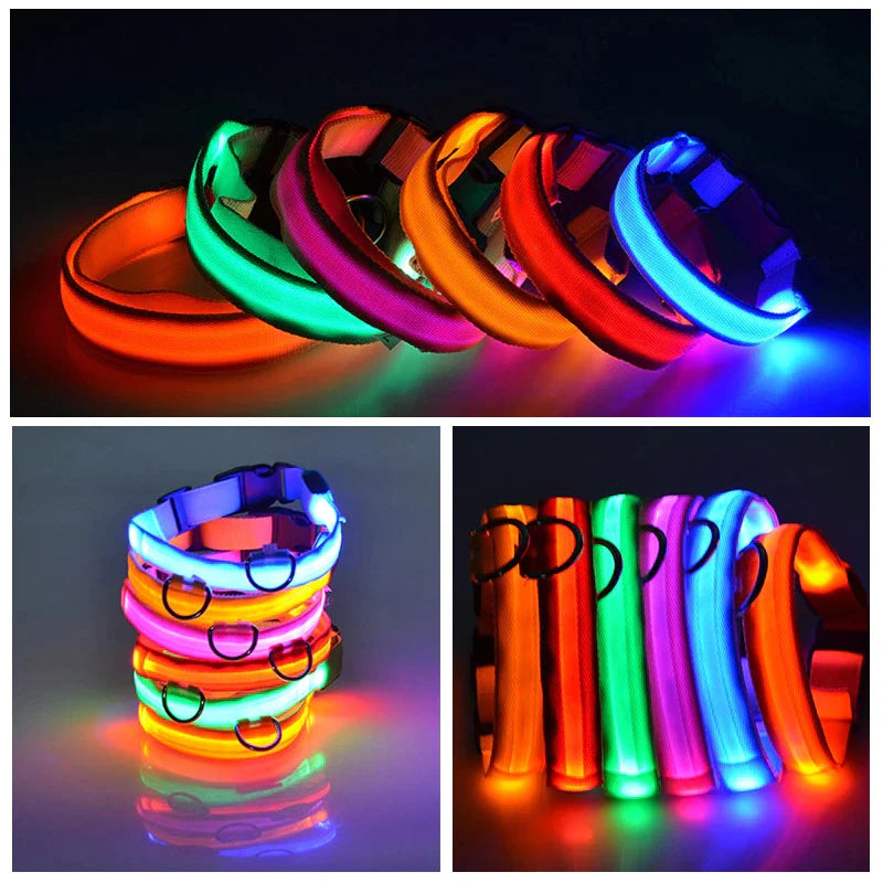 LED Adjustable Dog Collar with Blinking Light for Enhanced Pet Safety - Waterproof Design