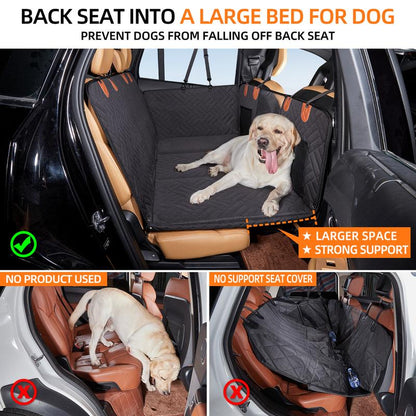 YJGF Back Seat Extender,Dog Seat Cover for Back Seat,Hard Bottom Car Seat Cover for Dogs,Dog Hammock for Car,Back Seat Pet Cover for Dogs(Black)