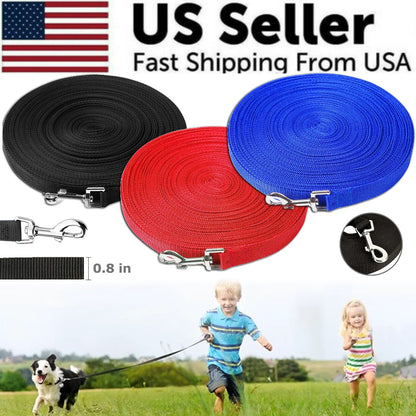 Long Dog Training Leash for Obedience and Recall - Available in 6, 15, 23, 33, 50, and 100 Feet