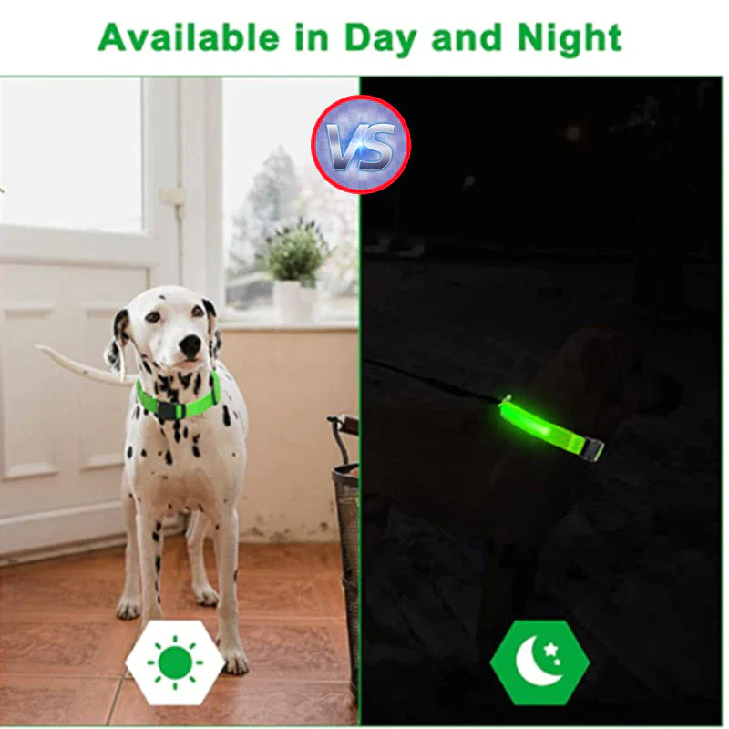LED Adjustable Dog Collar with Blinking Light for Enhanced Pet Safety - Waterproof Design