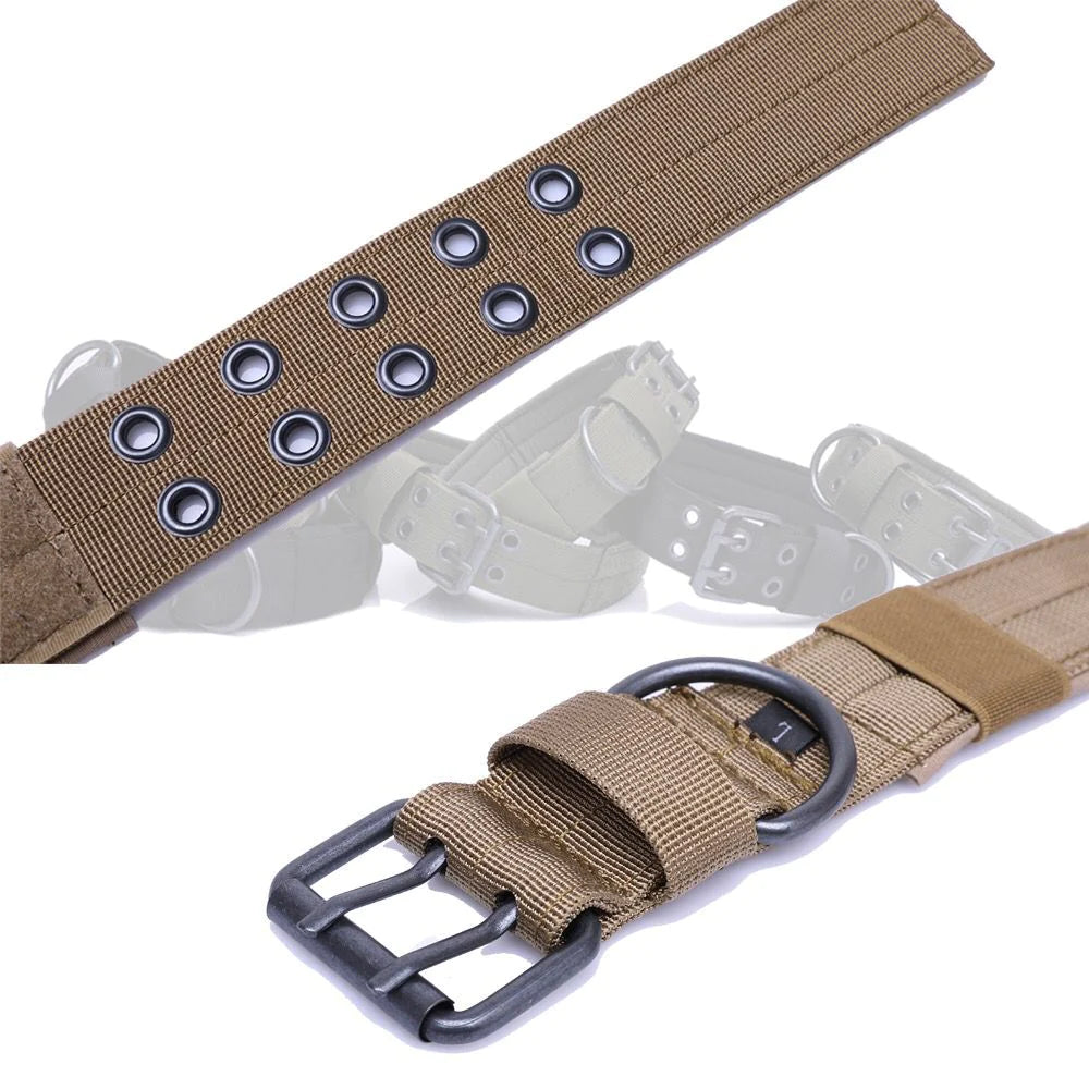 2-Inch Wide Heavy-Duty Tactical Nylon Dog Collar for Large Breeds with Metal Buckle